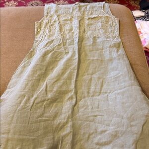 Lina Tomei Linen Dress Womens Medium Embroidered Made in‎ Italy (TD)